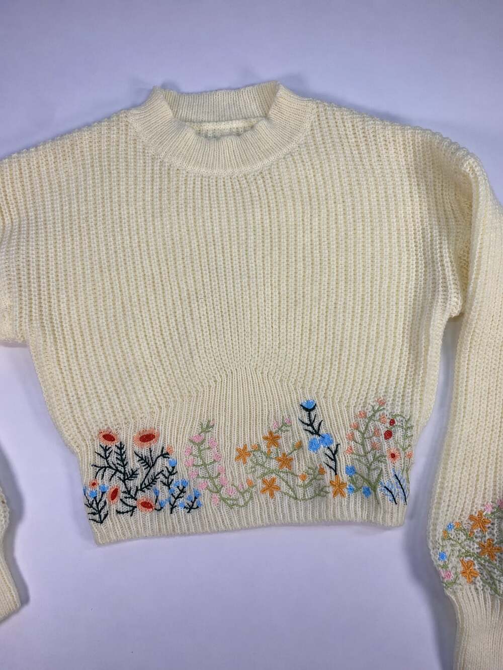 Women's Floral Embroidered Knit Sweater